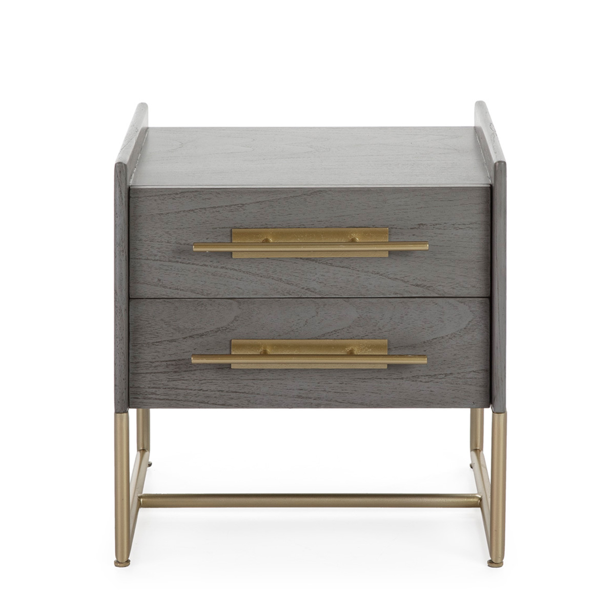 Mesita de Noche 50x45x54 Madera Gris/Metal Dorado