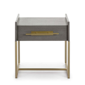 Mesita de Noche 50x45x54 Madera Gris/Metal Dorado