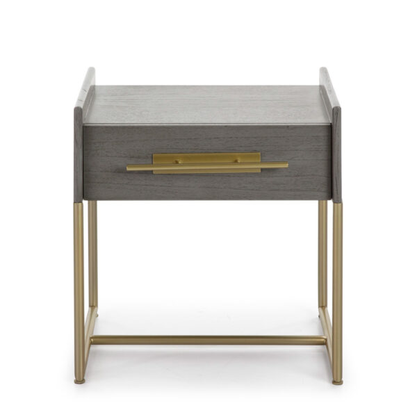 Mesita de Noche 50x45x54 Madera Gris/Metal Dorado