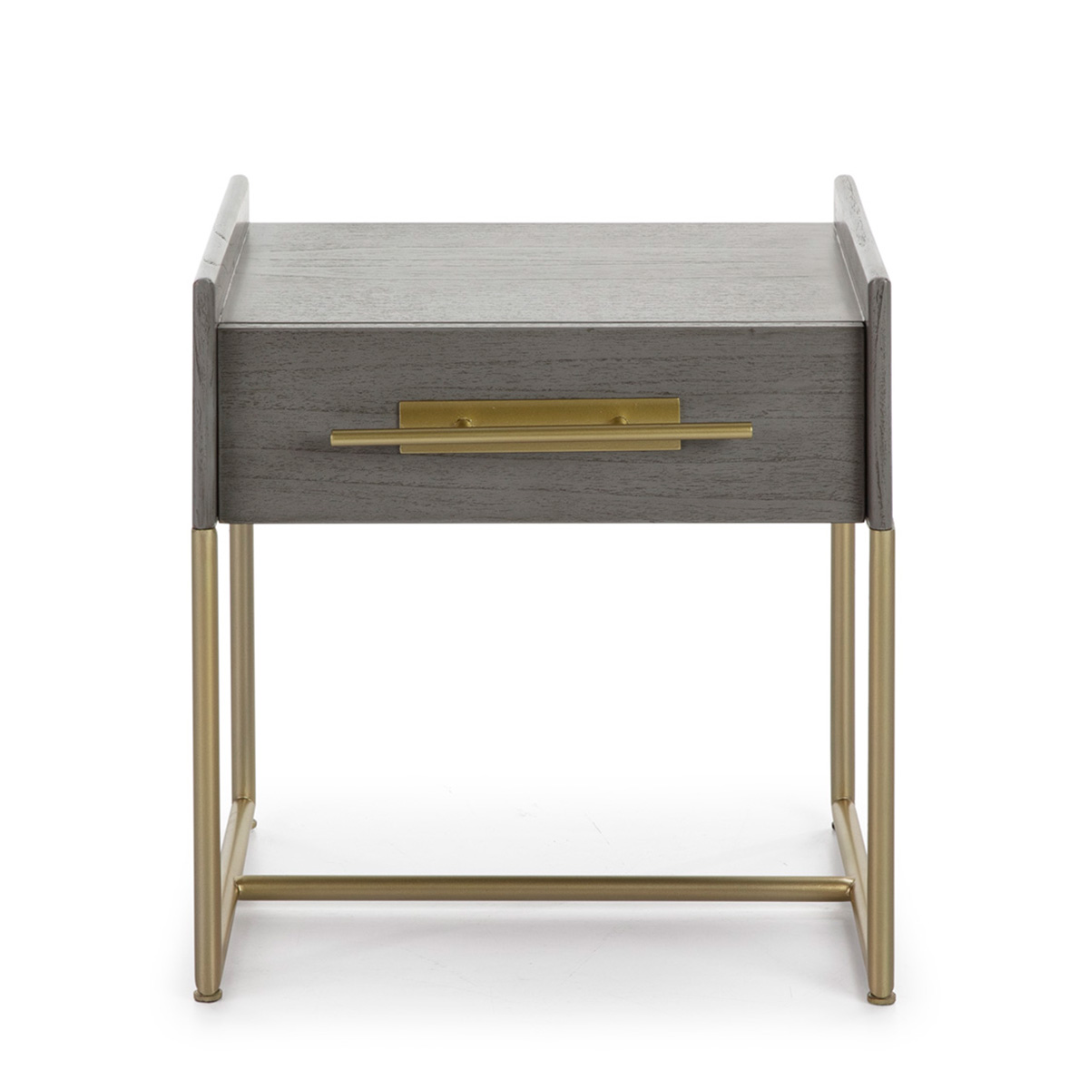 Mesita de Noche 50x45x54 Madera Gris/Metal Dorado