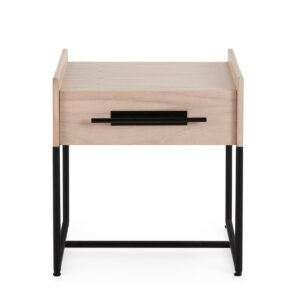 Mesita de Noche 50x45x54 Madera Natural/Metal Negro