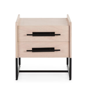 Mesita de Noche 50x45x54 Madera Natural/Metal Negro