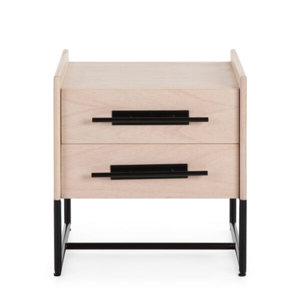 Mesita de Noche 50x45x54 Madera Natural/Metal Negro