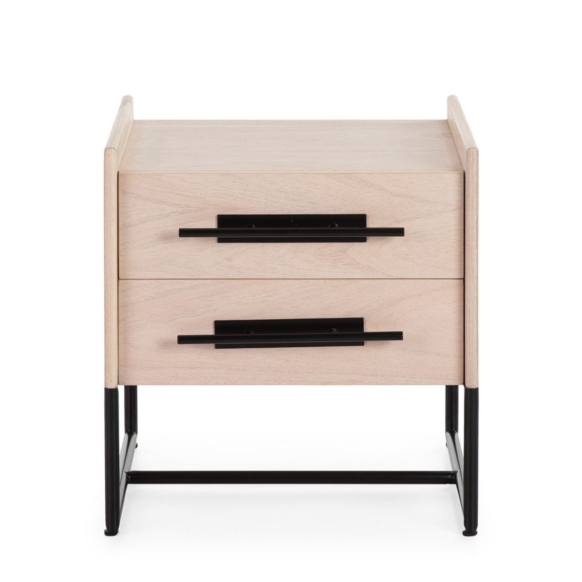 Mesita de Noche 50x45x54 Madera Natural/Metal Negro