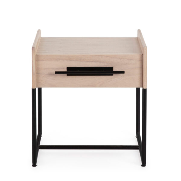 Mesita de Noche 50x45x54 Madera Natural/Metal Negro