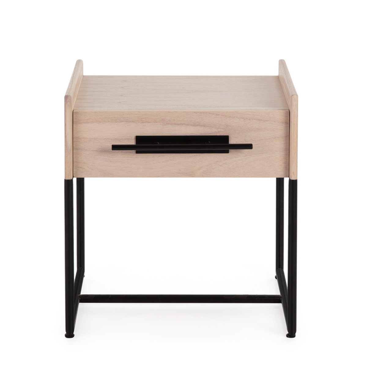 Mesita de Noche 50x45x54 Madera Natural/Metal Negro