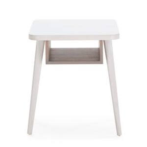 Mesita de Noche 50x50x60 Madera -- Blanco/Natural con Pátina Gris