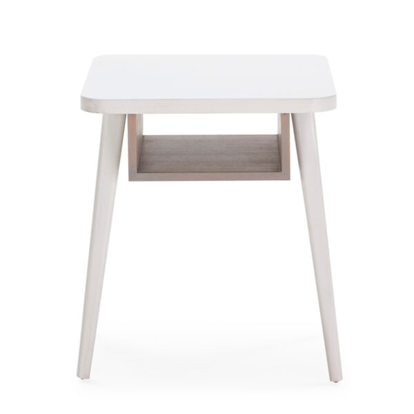 Mesita de Noche 50x50x60 Madera -- Blanco/Natural con Pátina Gris