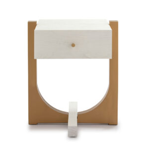 Mesita de Noche 51x45x61 Madera Blanco/Metal Dorado