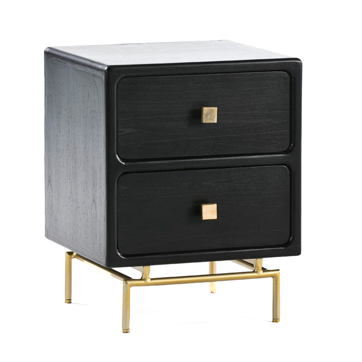 Mesita de Noche 52x44x66 Metal Oro/Madera Negro