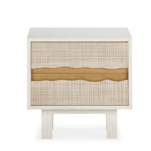 Mesita de Noche 55x40x50 Madera de Cedro -- Blanco/Dorado
