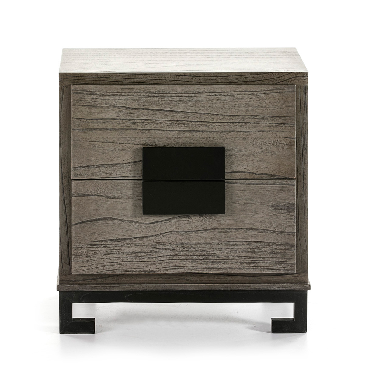 Mesita de Noche 56x41x60 Madera Gris/Negro