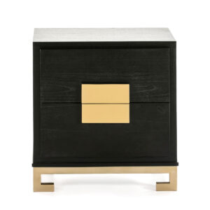 Mesita de Noche 56x41x60 Madera Negro/Dorado