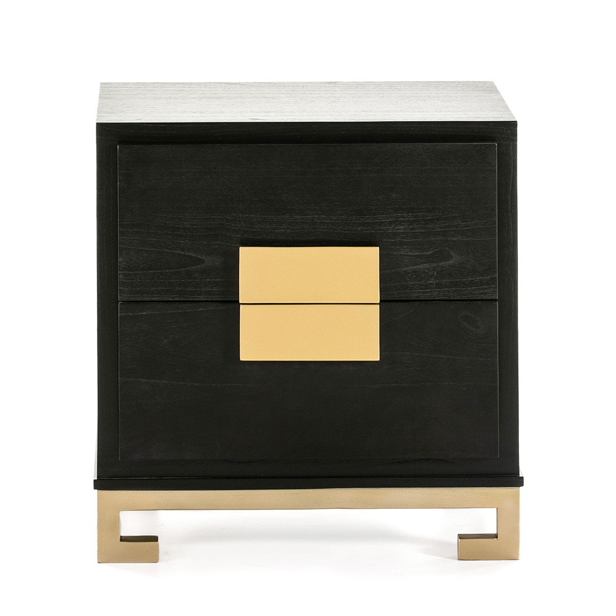 Mesita de Noche 56x41x60 Madera Negro/Dorado