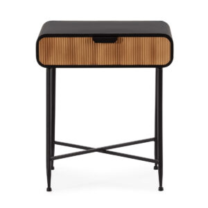 Mesita de Noche 57x42x67 Metal/Madera -- Negro/Natural