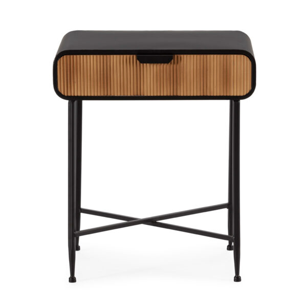Mesita de Noche 57x42x67 Metal/Madera -- Negro/Natural