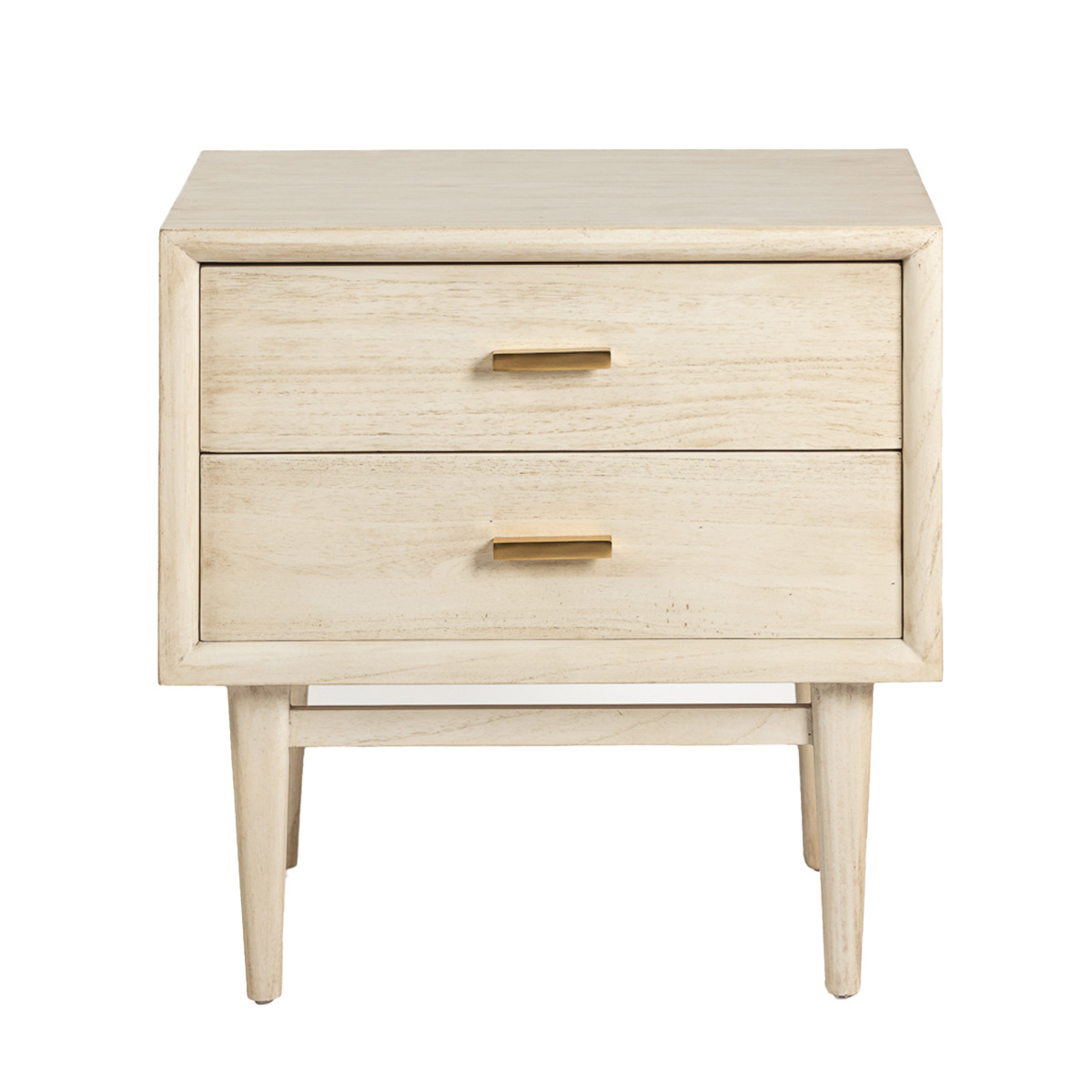 Mesita de Noche 60x40x60 Madera de Cedro/Metal -- Blanco Velado/Dorado