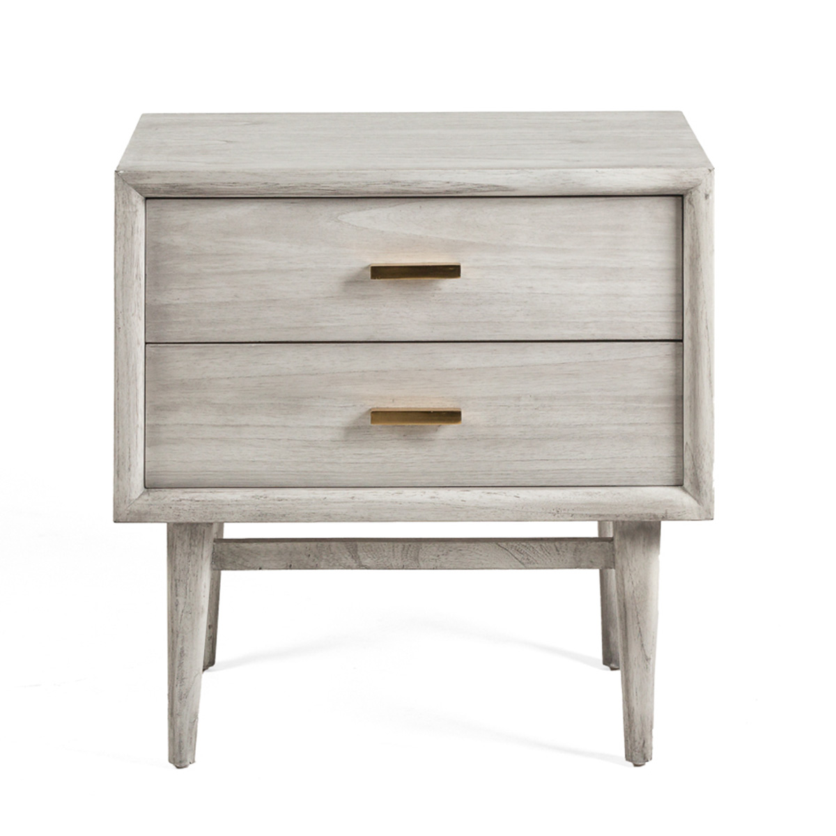 Mesita de Noche 60x40x60 Madera de Cedro/Metal -- Gris Velado/Dorado