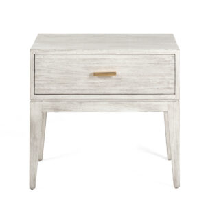 Mesita de Noche 60x45x55 Madera de Cedro/Metal -- Gris Velado/Dorado