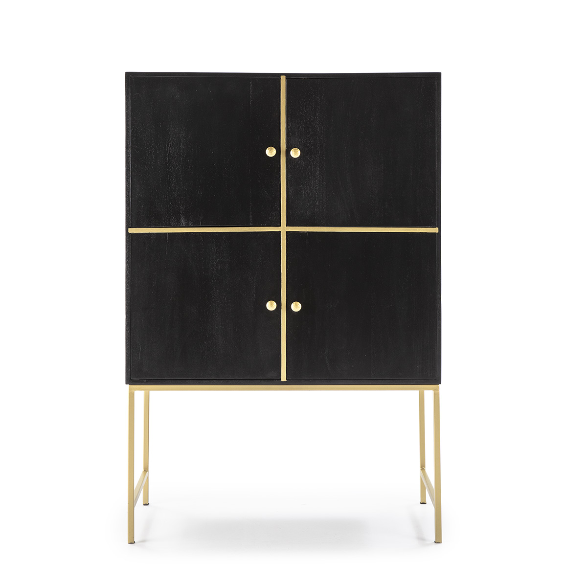 Mueble Bar 100x50x151 Madera Negro/Metal Dorado