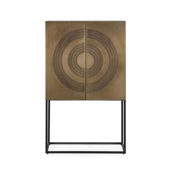 Mueble Bar 81x43x137 Metal -- Dorado/Negro