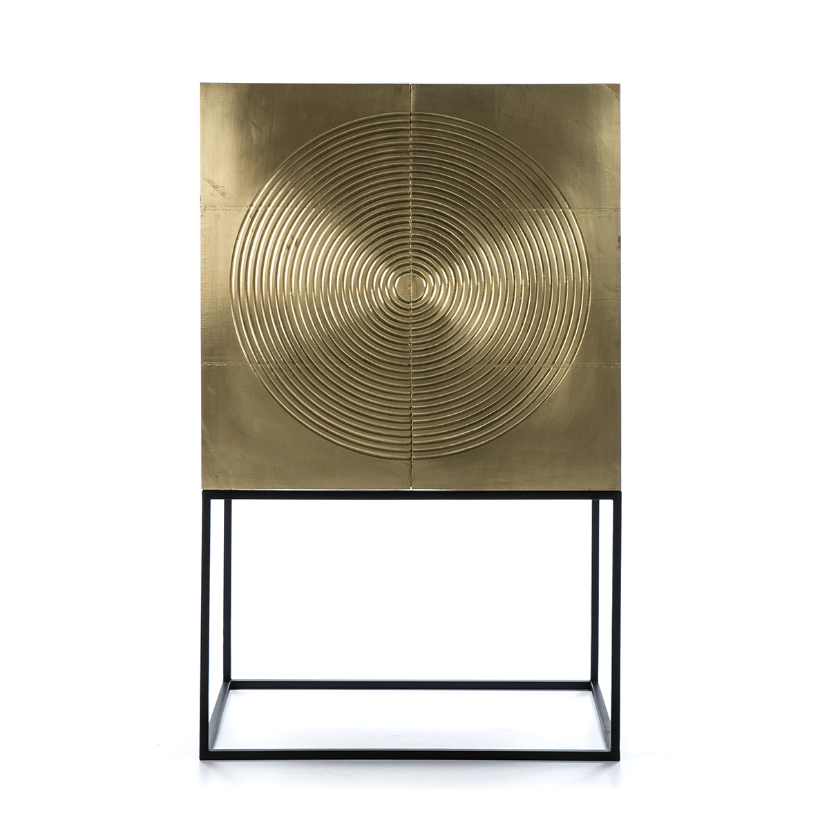 Mueble Bar 91x56x152 Madera/Metal -- Caoba Oscuro/Dorado/Negro