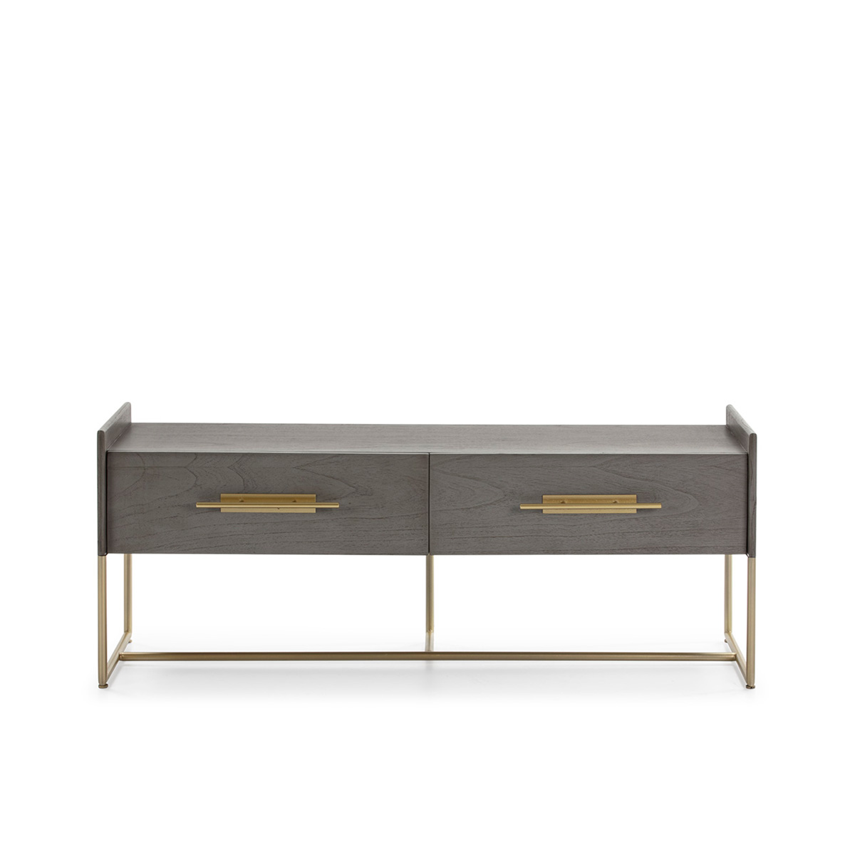 Mueble TV 140x45x55 Madera Gris/Metal Dorado