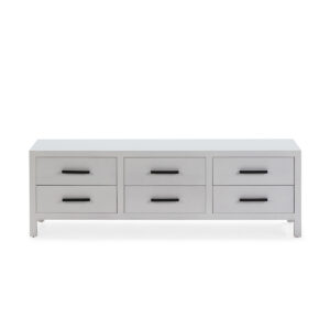 Mueble TV 150x40x50 Madera de Cedro/Metal Blanco/Negro