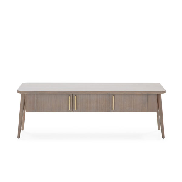 Mueble TV 150x50x51 Madera Natural con Pátina Gris