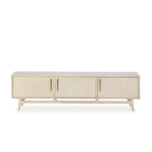Mueble TV 160x40x45 Madera de Cedro/Metal -- Blanco Velado/Dorado