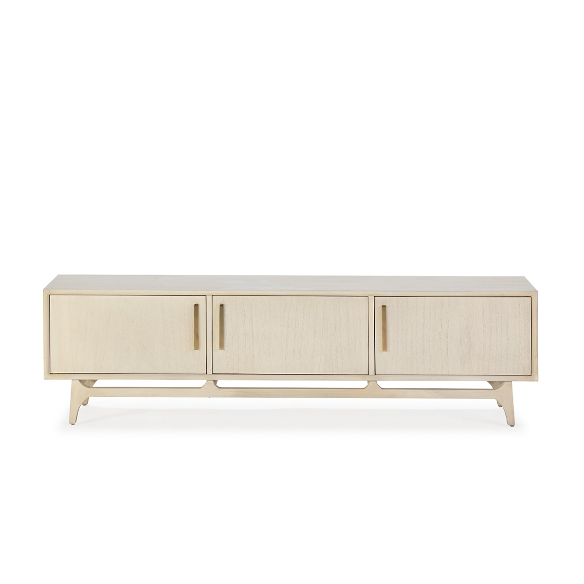 Mueble TV 160x40x45 Madera de Cedro/Metal -- Blanco Velado/Dorado