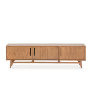 Mueble TV 160x40x45 Madera de Cedro/Metal -- Natural/Negro