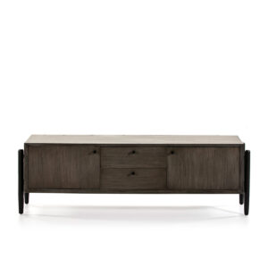 Mueble TV 160x40x50 Madera Gris/Negro