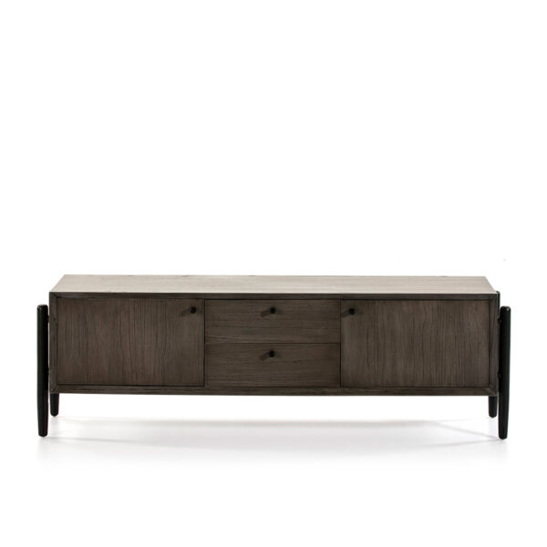 Mueble TV 160x40x50 Madera Gris/Negro