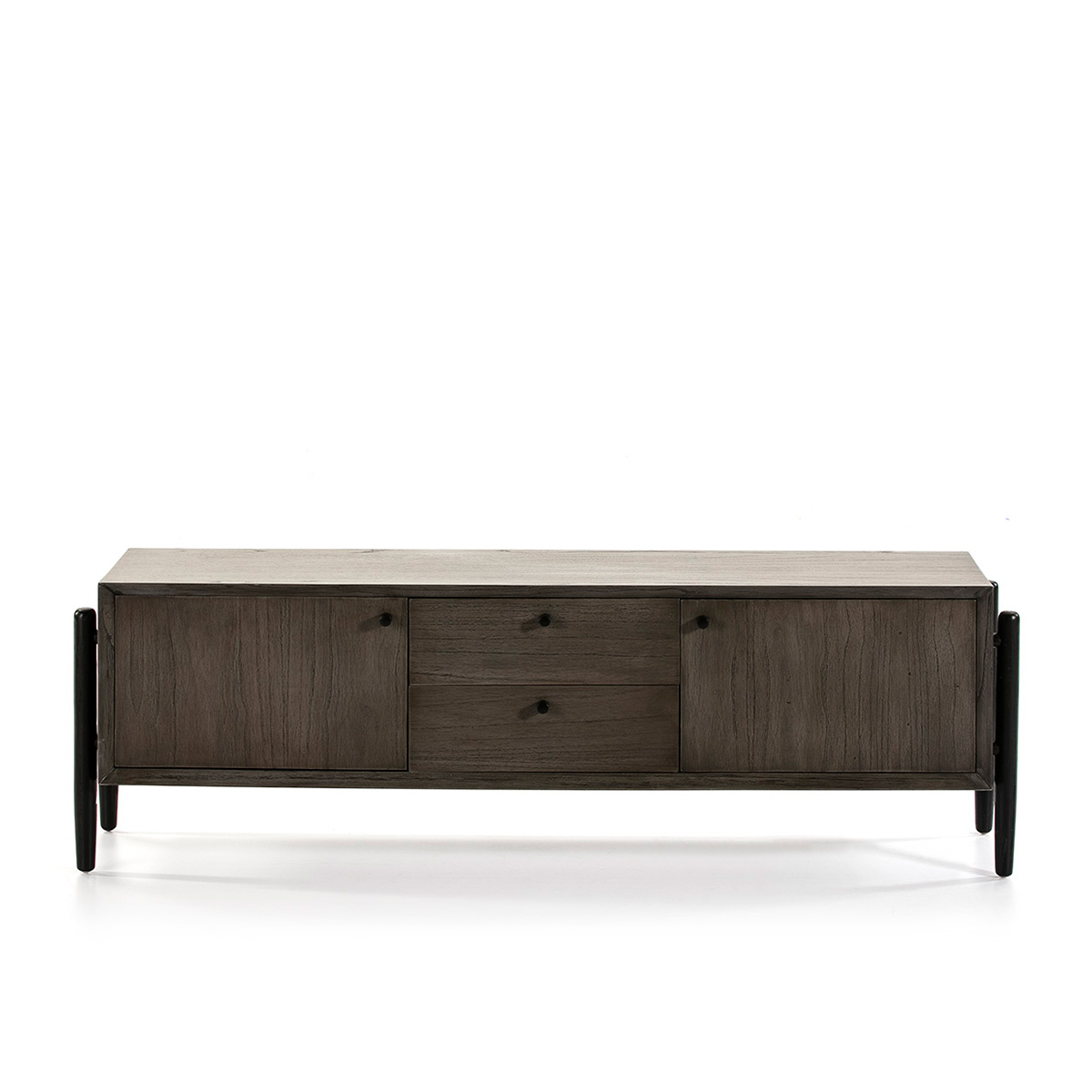 Mueble TV 160x40x50 Madera Gris/Negro