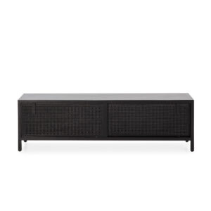 Mueble TV 160x42x48 Madera/Ratán Negro