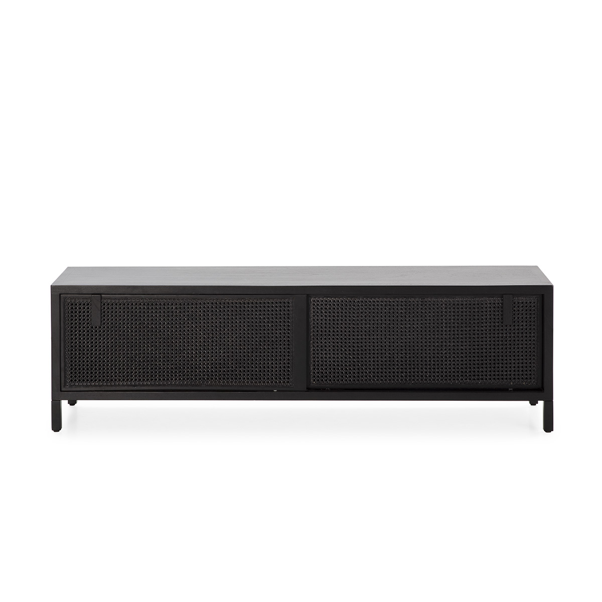 Mueble TV 160x42x48 Madera/Ratán Negro