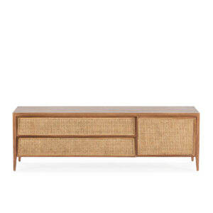 Mueble TV 160x45x50 Madera de Cedro/Ratán -- Natural
