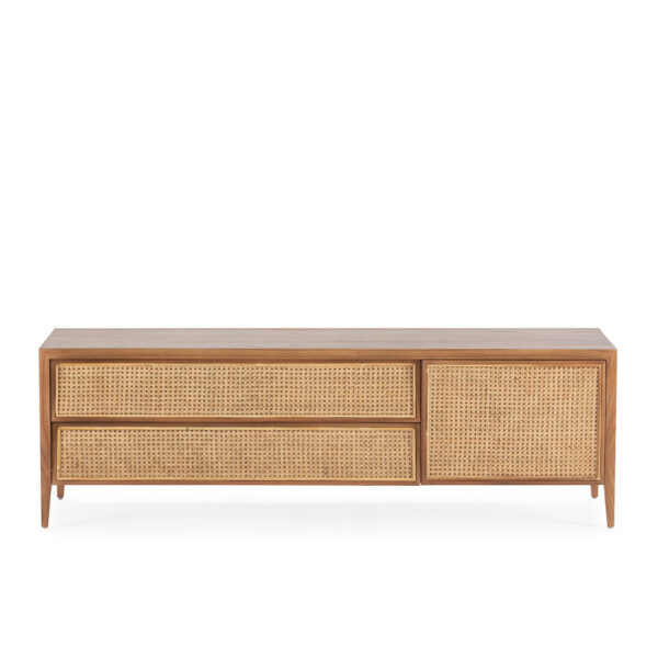 Mueble TV 160x45x50 Madera de Cedro/Ratán -- Natural