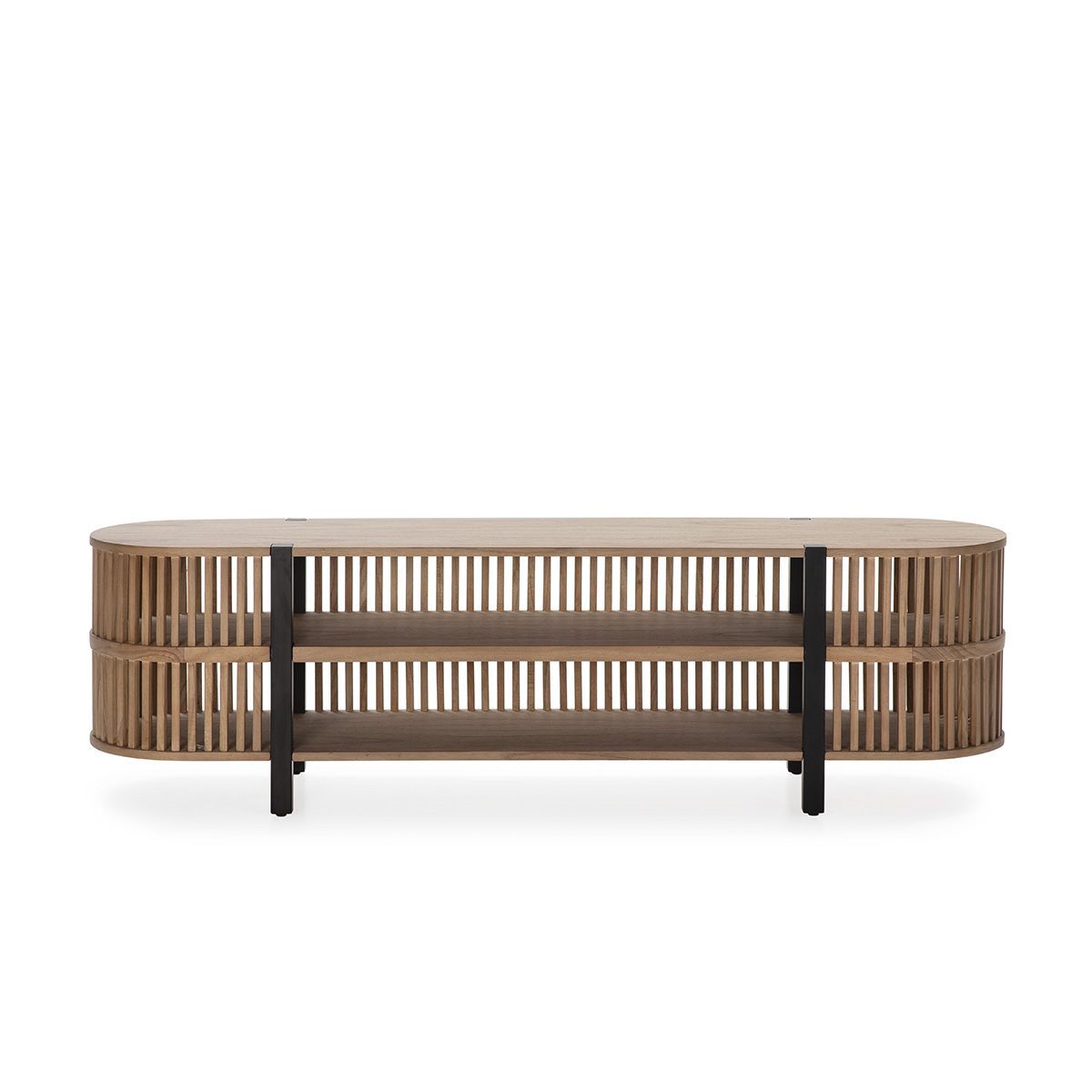 Mueble TV 175x40x50 Madera Arena/Metal Negro