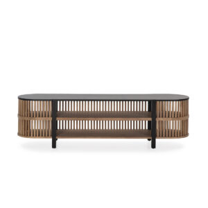 Mueble TV 175x40x50 Madera/Metal Arena/Negro