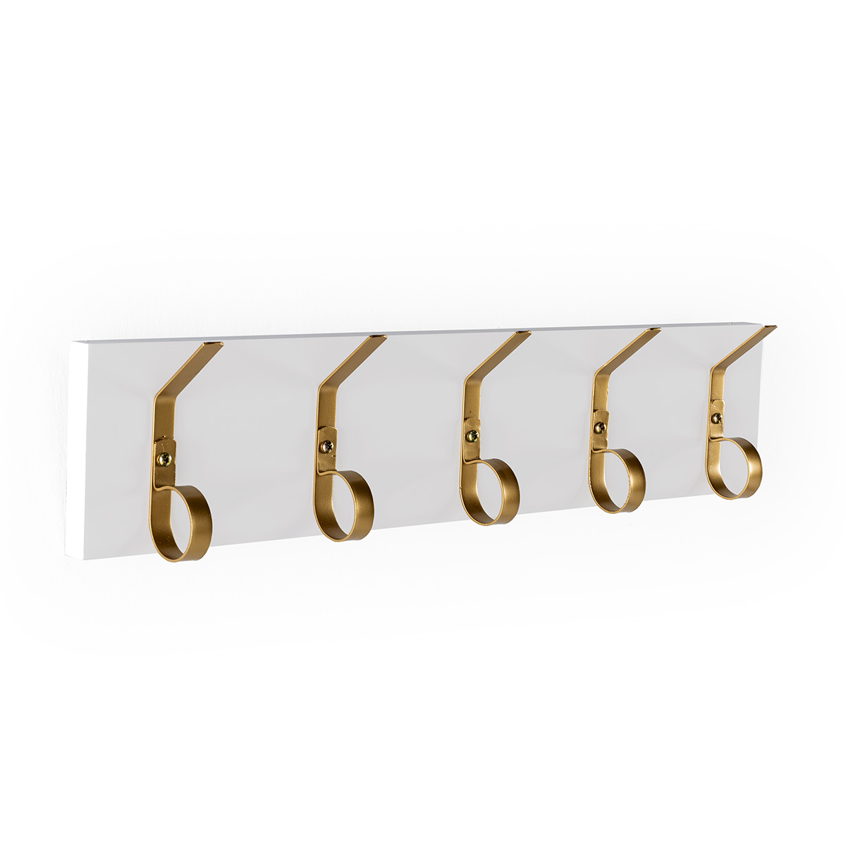 Perchero 61x7x13 Madera/Metal -- Blanco/Dorado