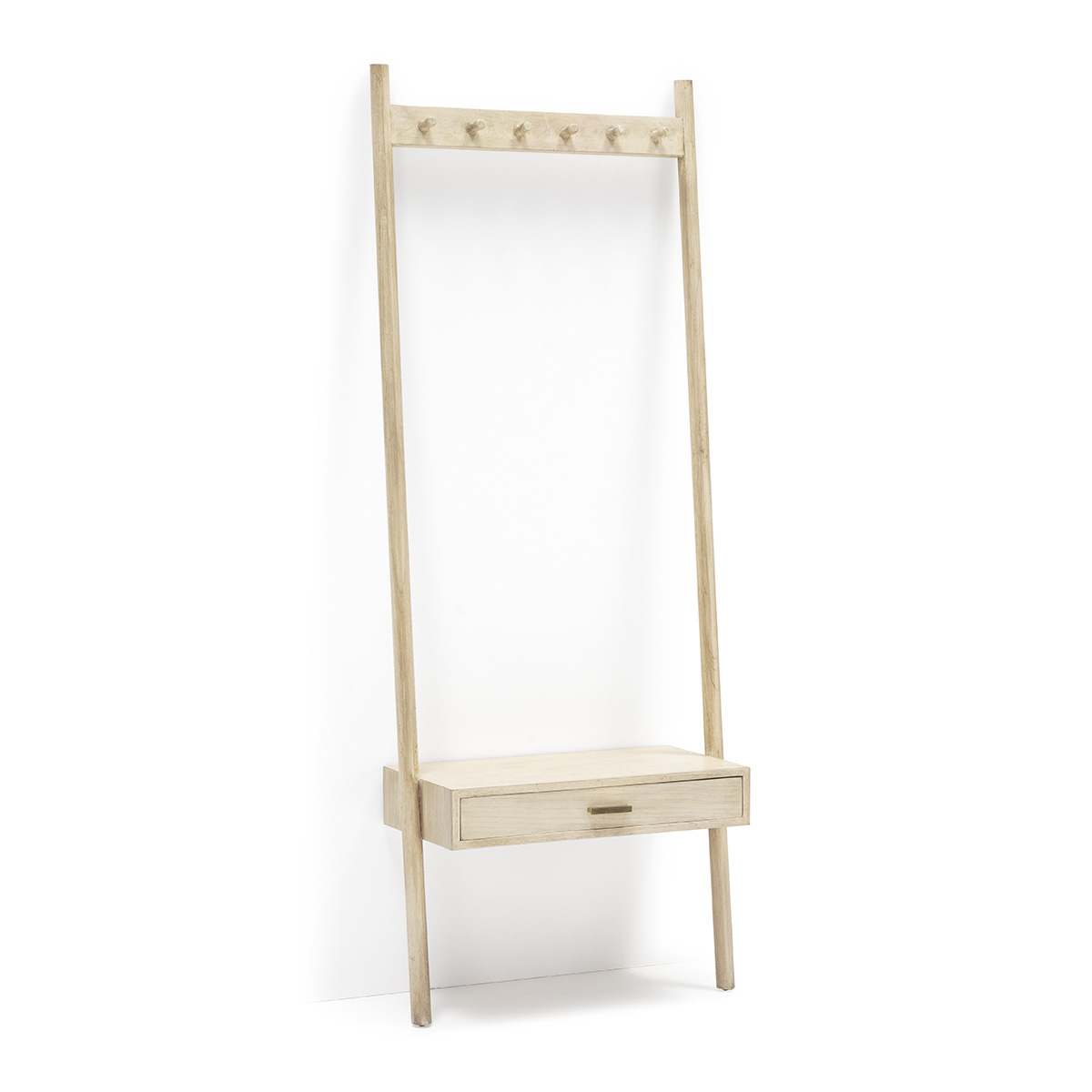 Perchero 73x36x190 Madera Blanco Velado 1 cajón