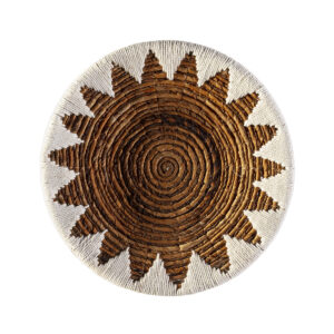 Plato Decorativo 40x40x2 Hoja de Banana -- Natural/Blanco