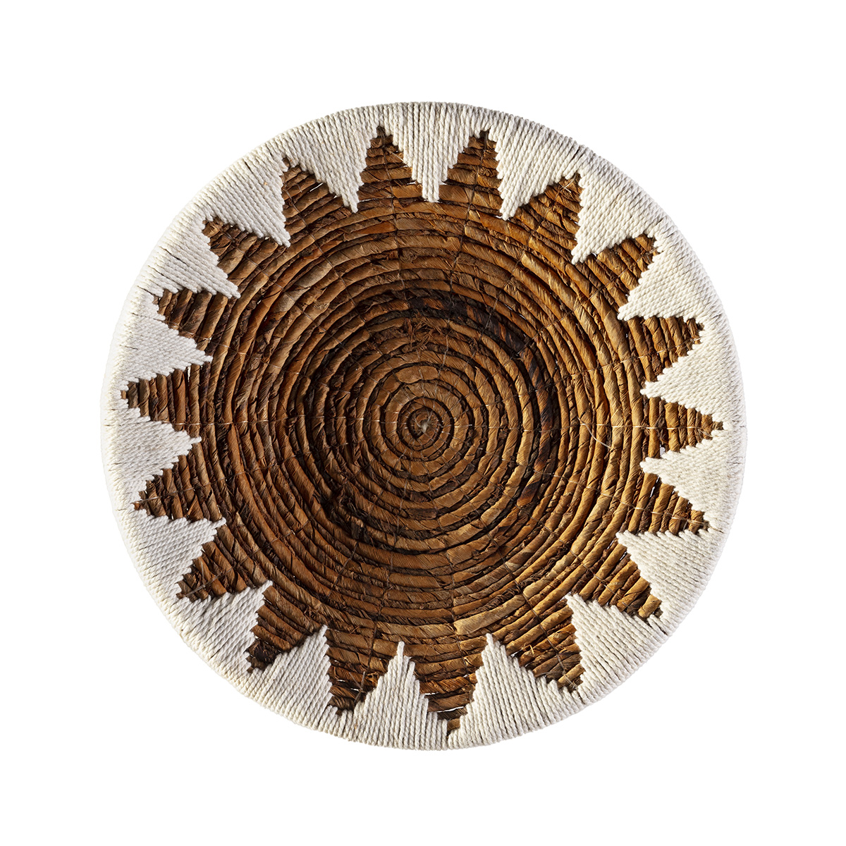 Plato Decorativo 40x40x2 Hoja de Banana -- Natural/Blanco