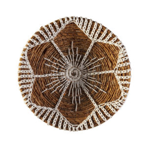 Plato Decorativo 40x40x2 Hoja de Banana -- Natural/Blanco