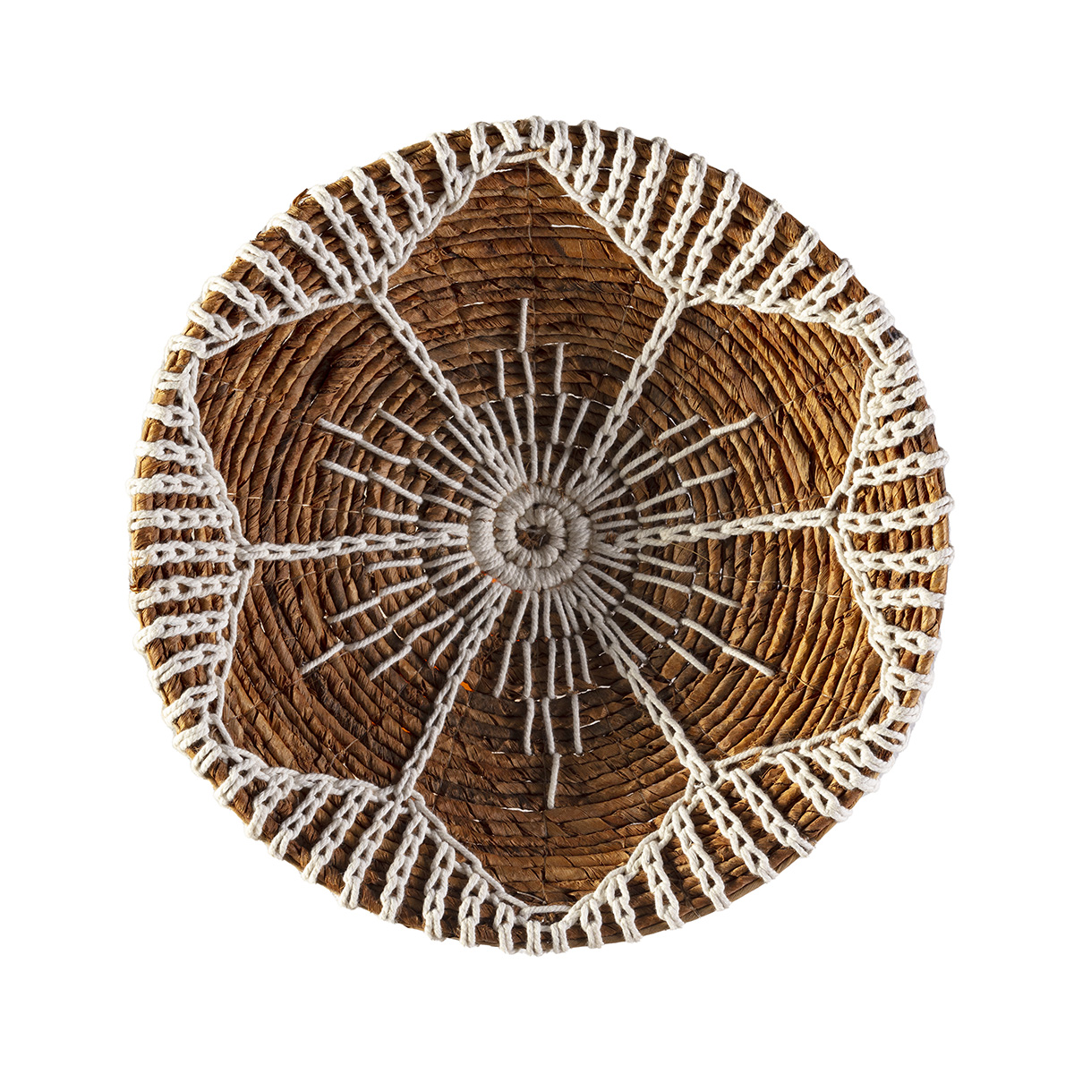 Plato Decorativo 40x40x2 Hoja de Banana -- Natural/Blanco