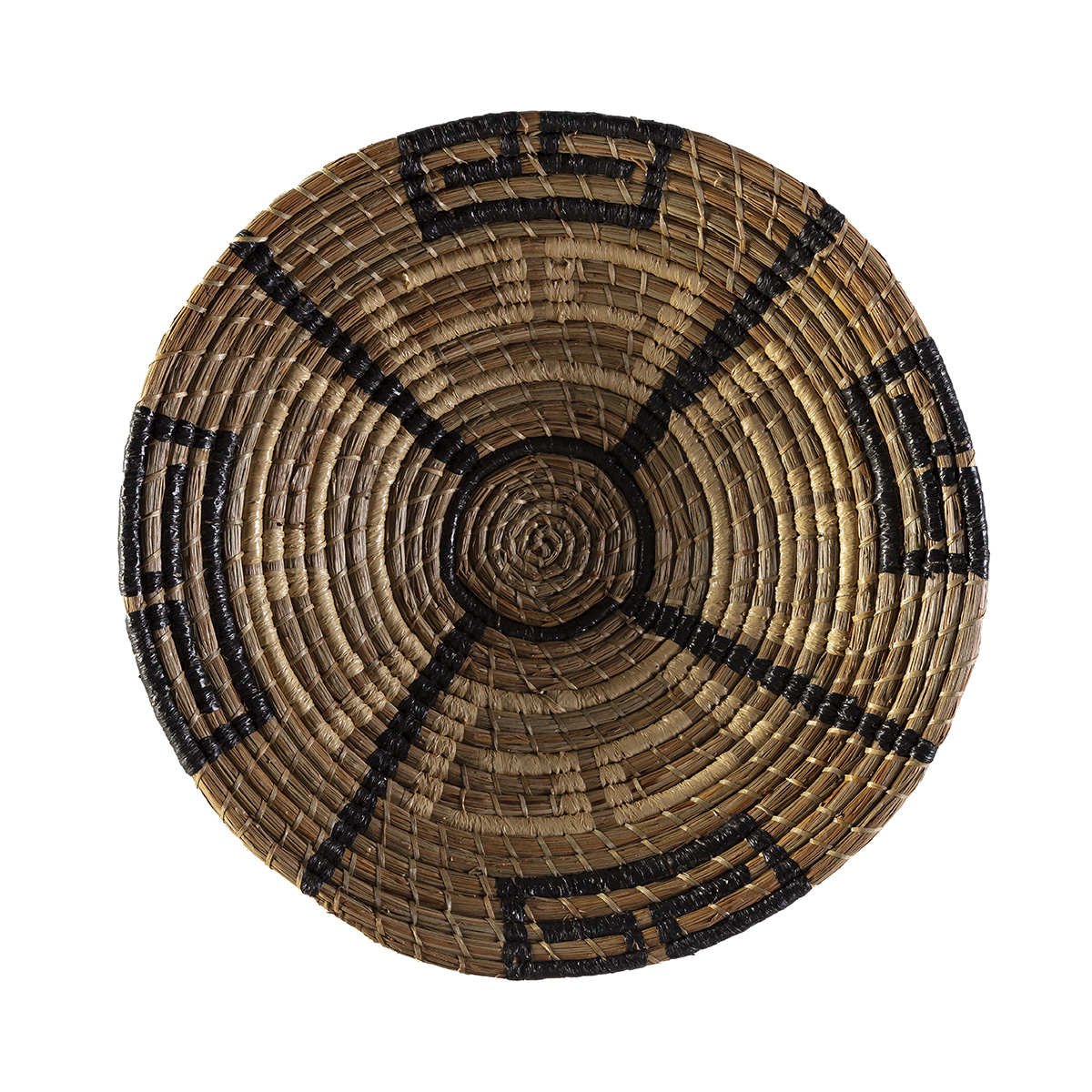 Plato Decorativo 60x60x2 Fibra Natural -- Negro/Natural