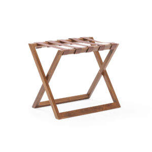 Portamaletas 66X46X56 Madera de Teca/Cuero -- Marrón