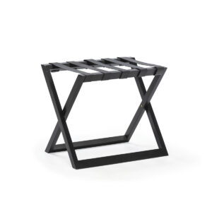 Portamaletas 66X46X56 Madera de Teca/Cuero -- Negro